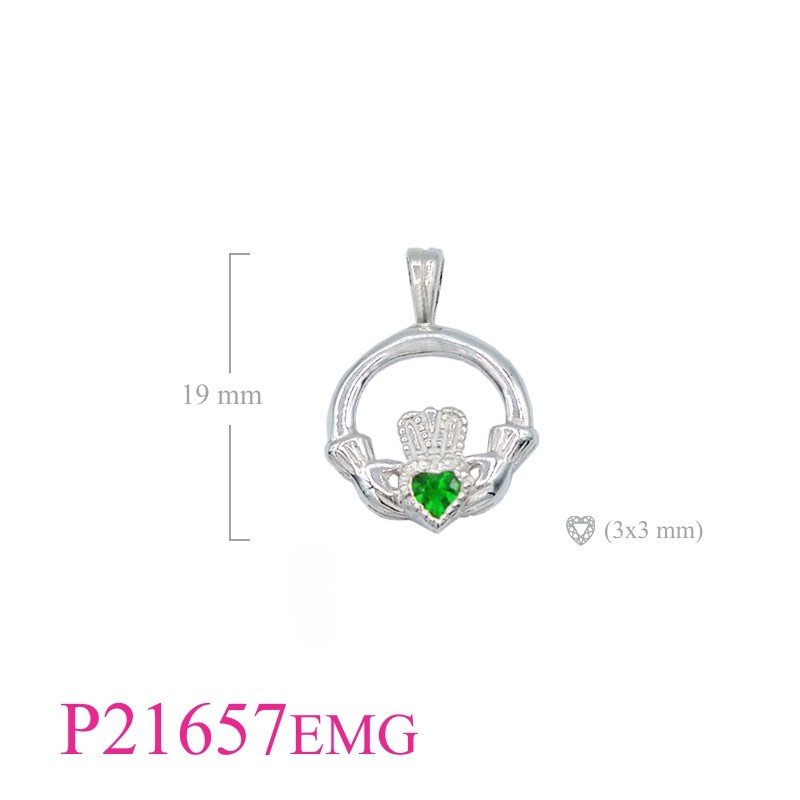 Pendant, Claddagh with round stone.