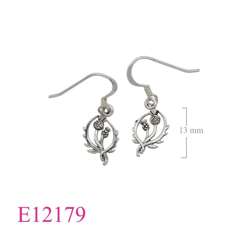 Earrings, 13mm double Thistles.