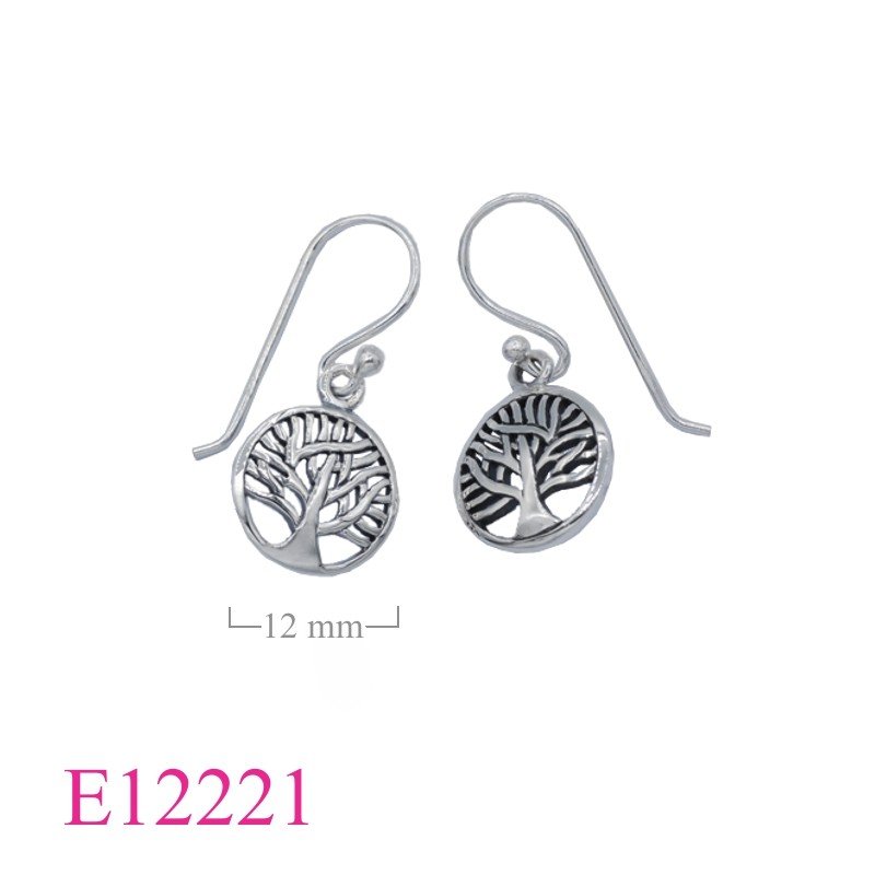 Tree Of Life Earrings, Travel Jewelry Earrings, 12mm round openwork Tree of Life.
