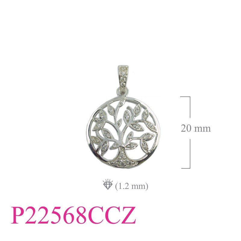 Tree Of Life Pendant, CZ Pendant, Travel Jewelry Pendant, 20mm round Tree of life with small CCZs.