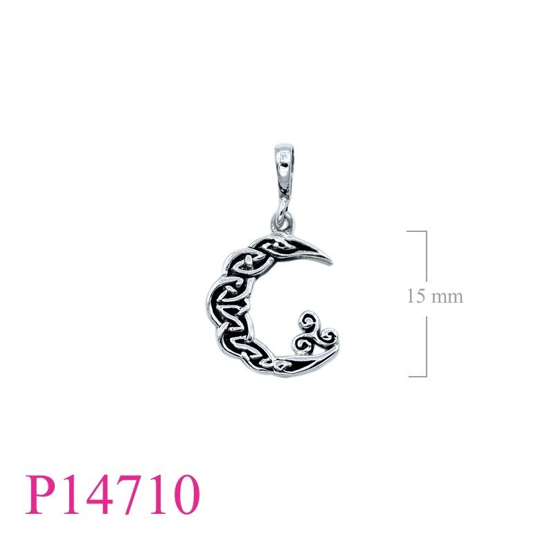 Celtic Pendant, moon Pendant, Celtic crescent and small Triskelion.