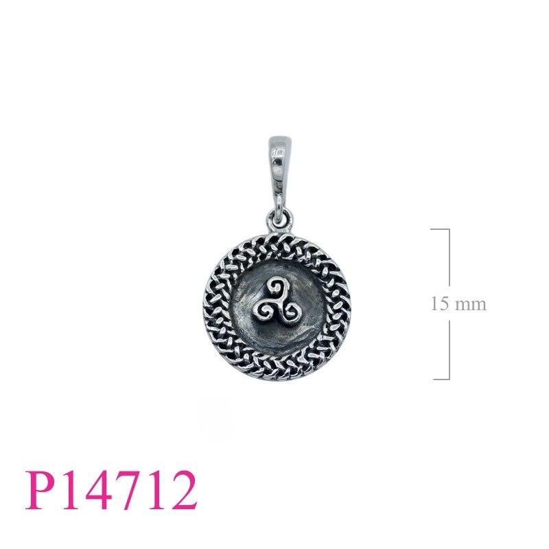 Celtic Pendant, Triskelion Pendant, round Celtic and small Triskelion
