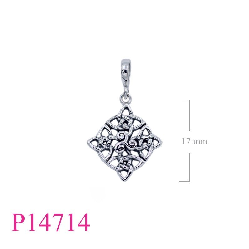 Celtic Pendant, Triskelion Pendant, square openwork Celtic and small Triskelion.