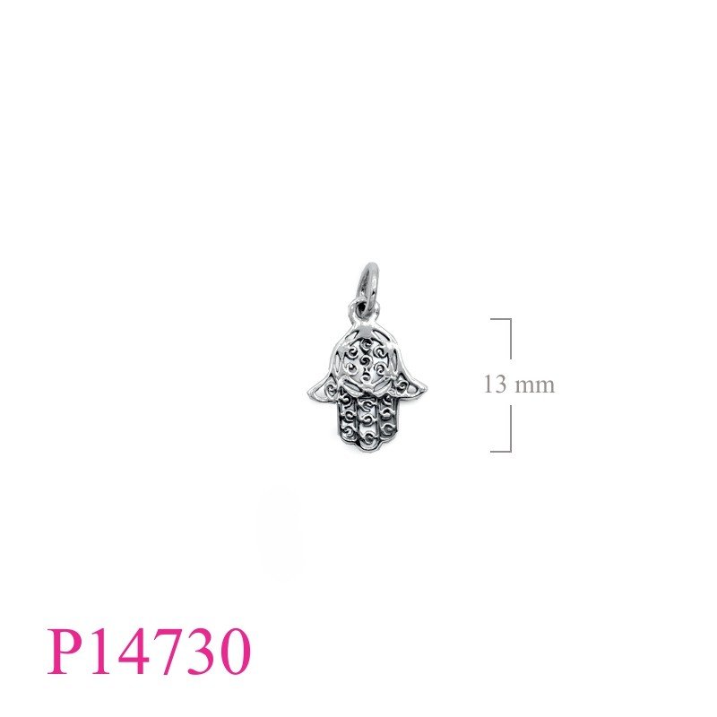 Pendant, 12mm openwork Fatima hand.