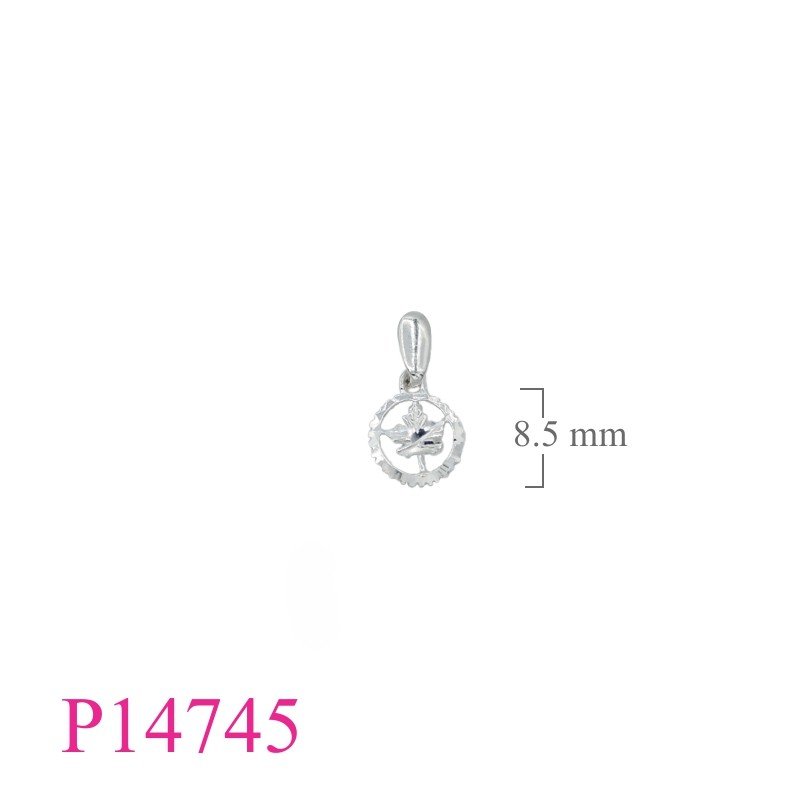 Maple Pendant, Travel Jewelry Pendant, 8.5mm round Canada  with diamond cut.