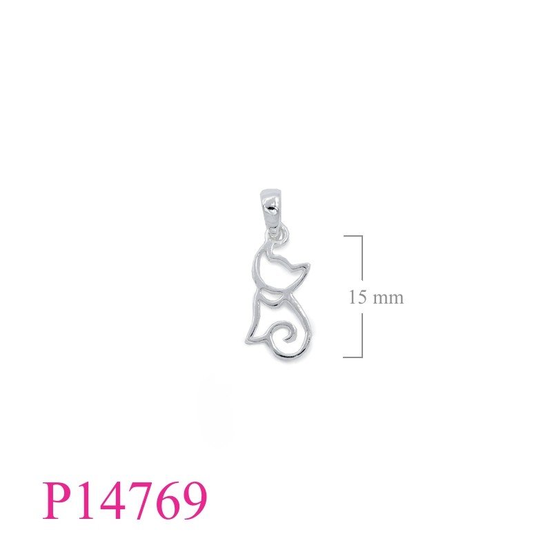 Pendant, openwork sitting cat.