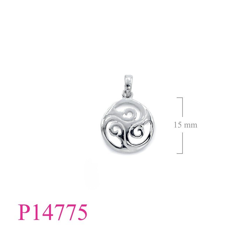 Pendant, 15mm round swirl Celtic.