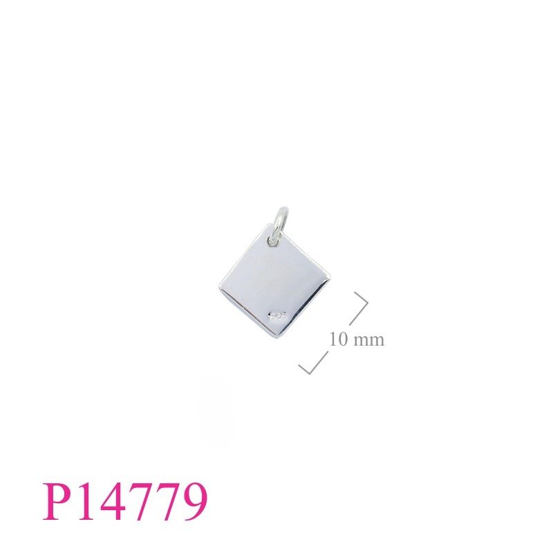 Pendant, 10mm square tag.