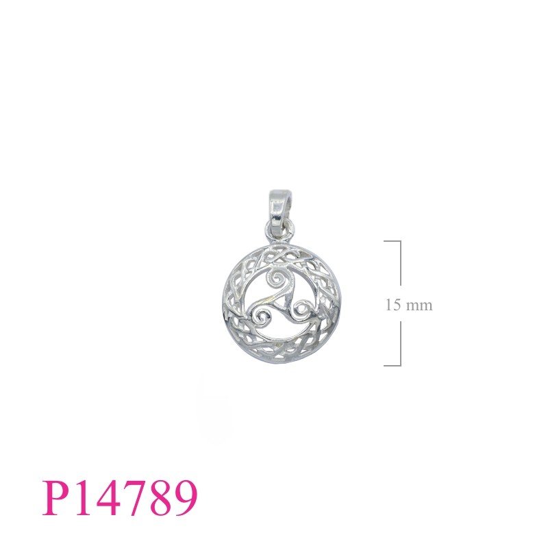 Celtic Pendant, Triskelion Pendant, 15mm round Celtic Triskelion