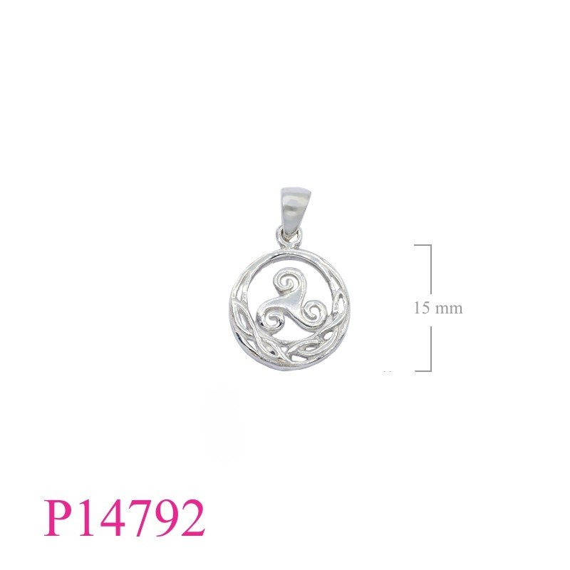 Celtic Pendant, Triskelion Pendant, 14mm round Celtic Triskelion.