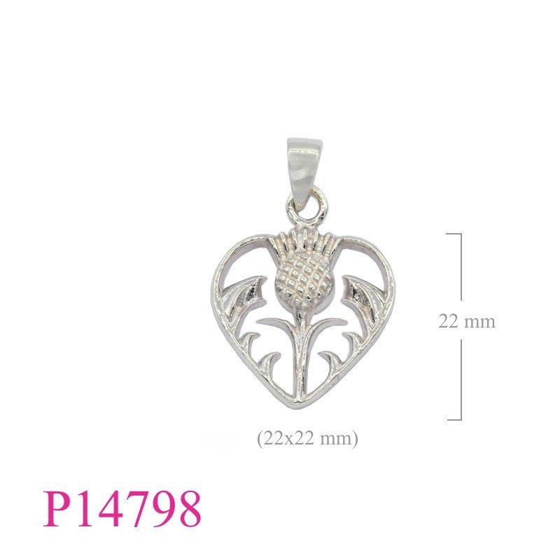 Heart Pendant, Thistle Pendant,  Thistle.