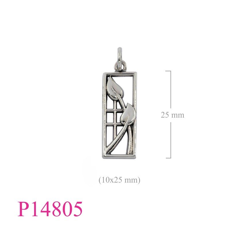 Pendant, 9x23mm rectangle Mackintosh design.