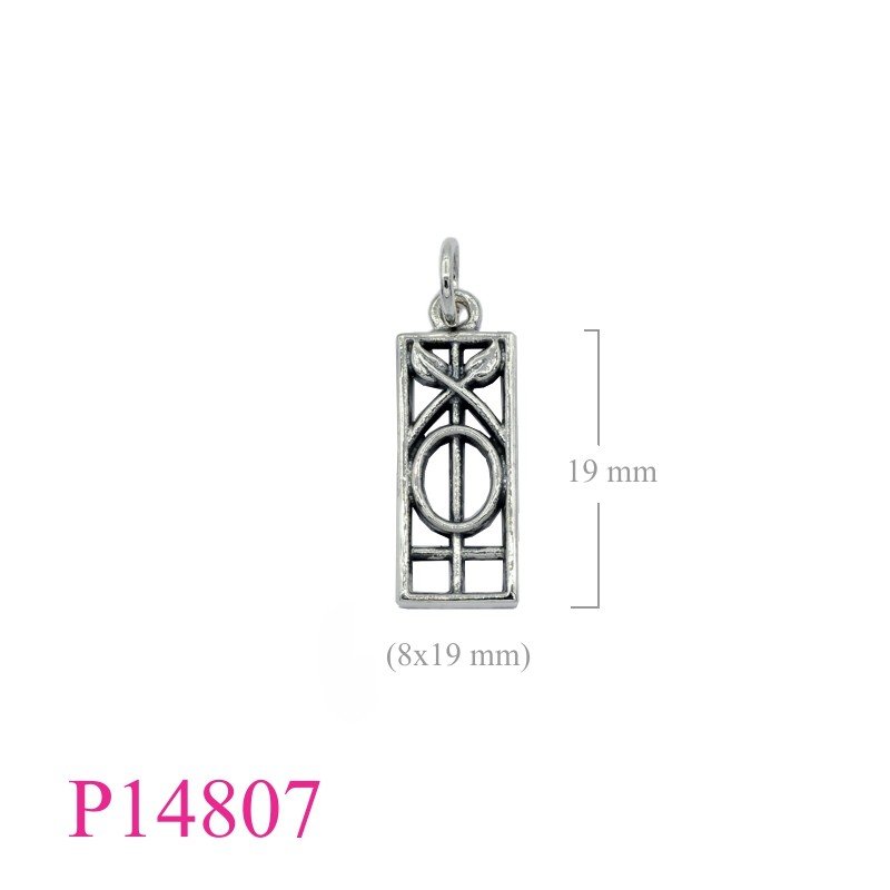 Pendant, 8x19mm rectangle Mackintosh design.