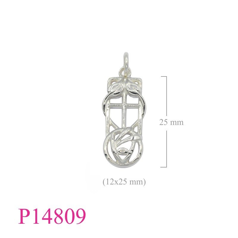 Rose Pendant, Mackintosh Pendant, 11x24mm rectangle Mackintosh  design.