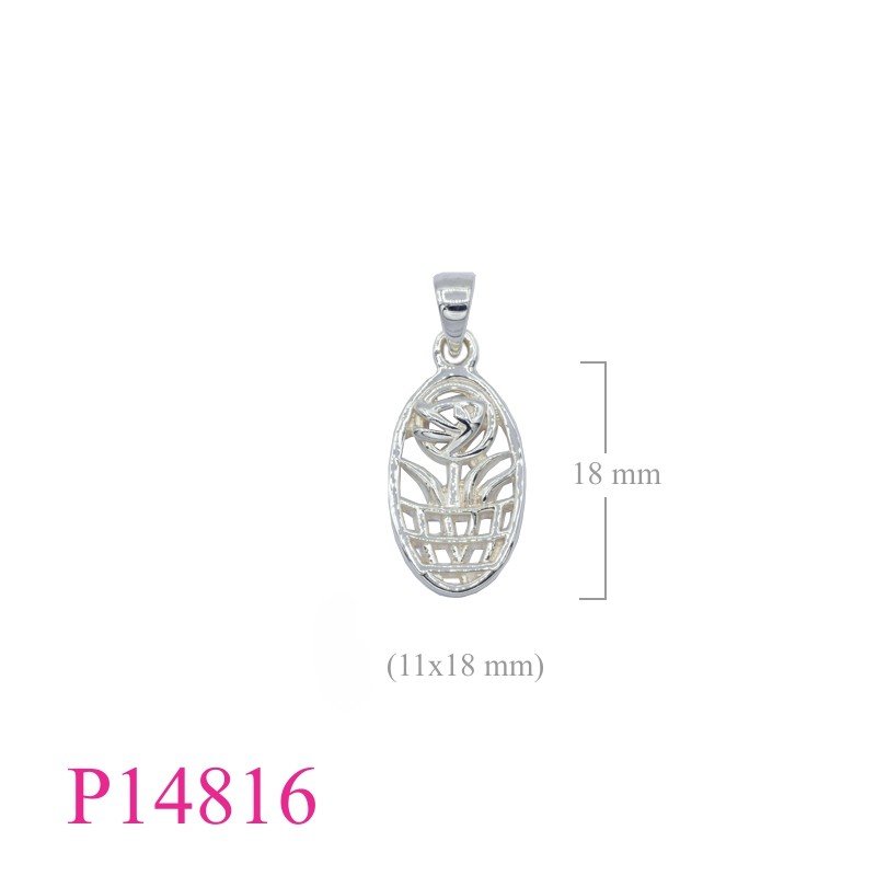 Rose Pendant, Mackintosh Pendant, 10x16mm oval Mackintosh  design.
