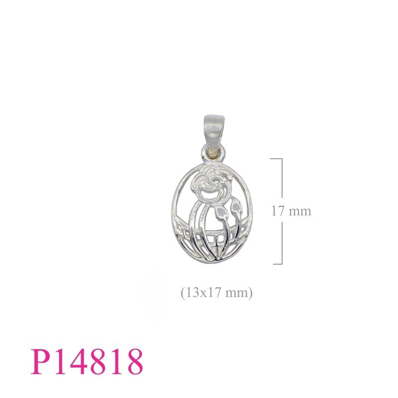 Rose Pendant, Mackintosh Pendant, 13x15mm oval Mackintosh  design.