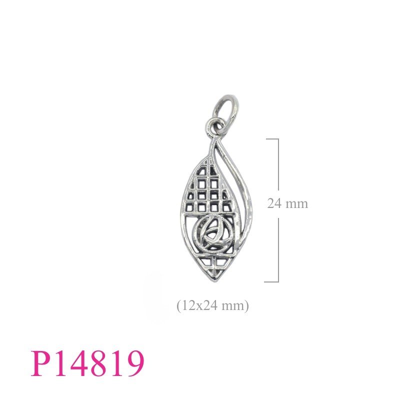Rose Pendant, Mackintosh Pendant, 11x23mm  Mackintosh  design.
