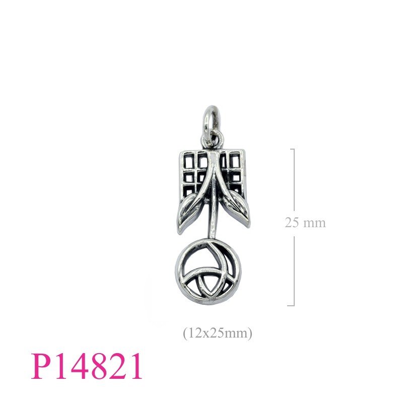 Rose Pendant, Mackintosh Pendant, 12x24mm Mackintosh  design.