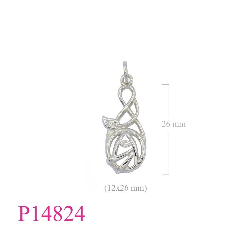 Rose Pendant, Mackintosh Pendant, 12x22mm Mackintosh  design.