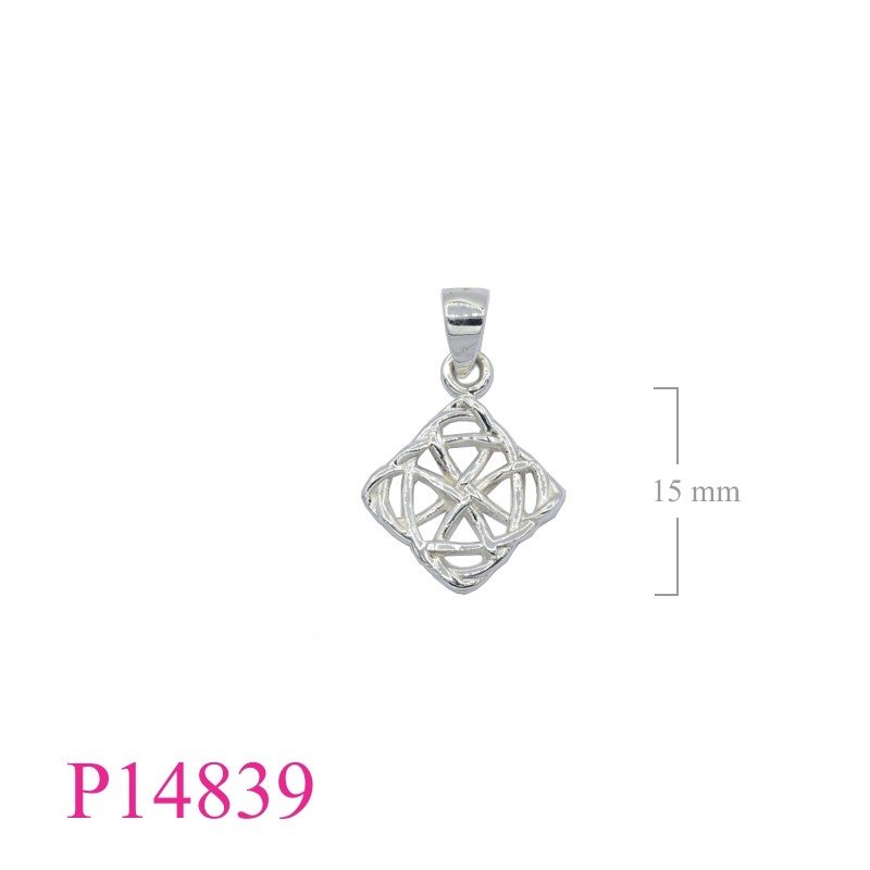 Pendant, 14mm square openwork Celtic design.