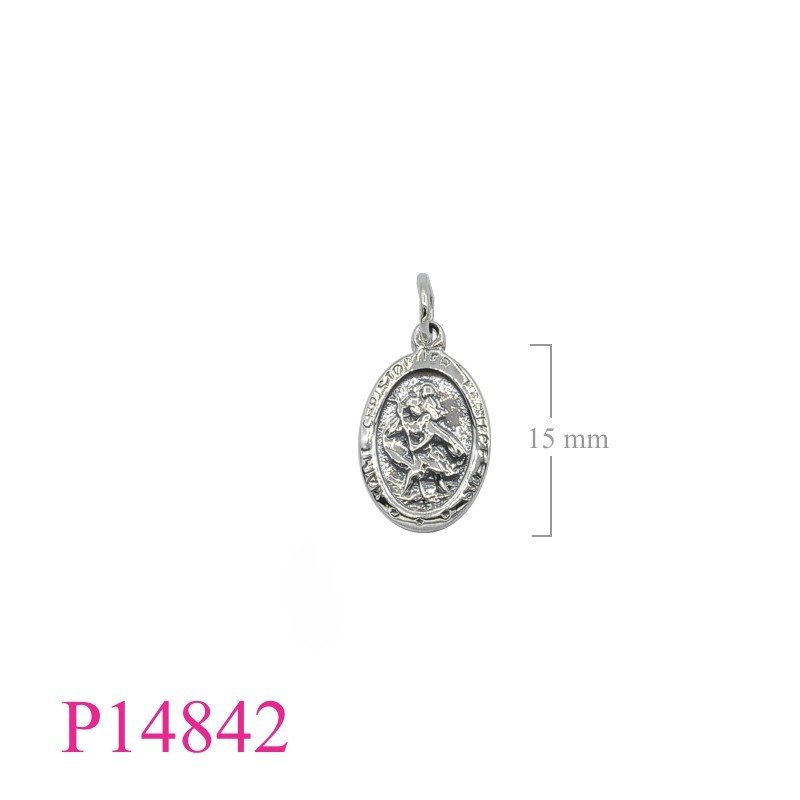 Pendant, oval St. Christopher.