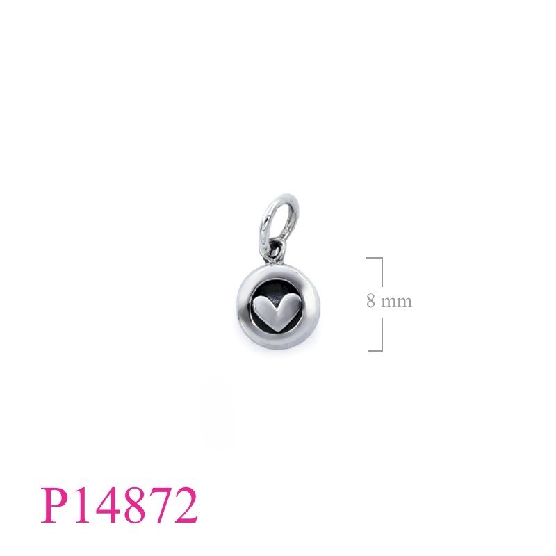 Pendant, 8mm rond heart.