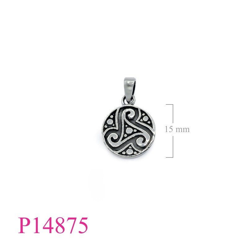 Triskelion Pendant, 15mm round Triskelion.
