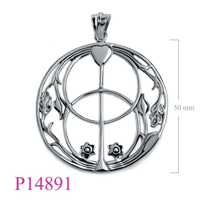 <p>Pendant, 50mm round opened heart Avalon sign.</p>