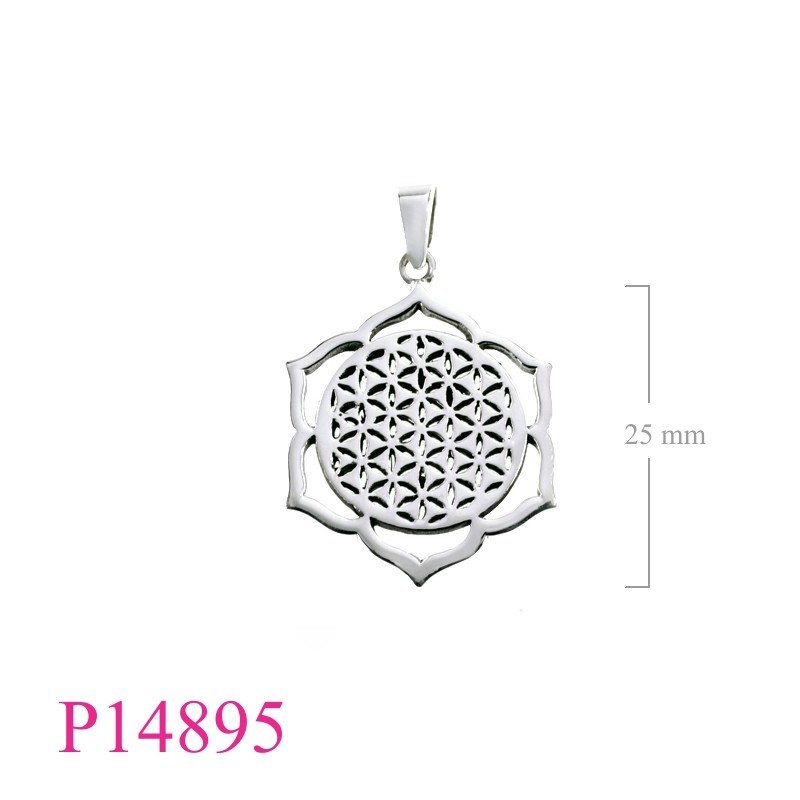 Pendant, 24mm flower of life.