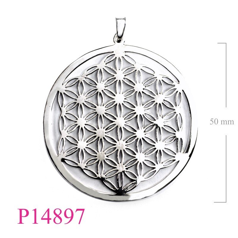Pendant, 50mm round Flower of life.
