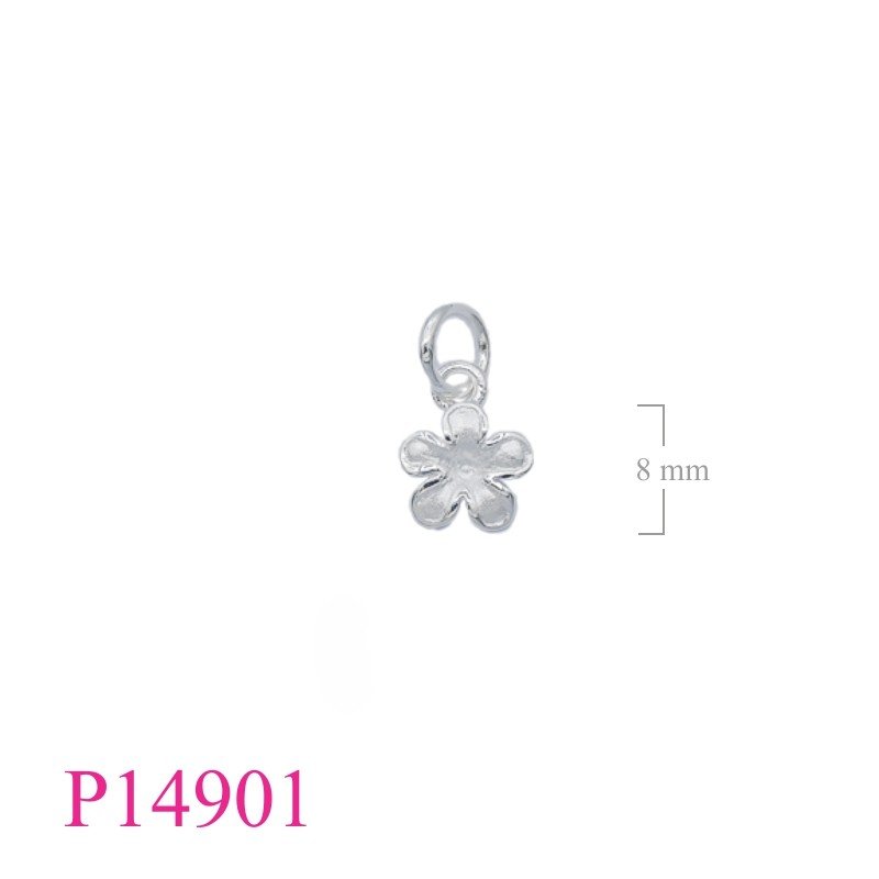 Pendant, 8mm sandblast plumeria.