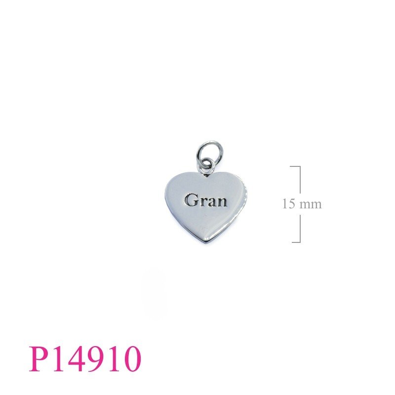 Pendant, 14x16mm heart "Gran".