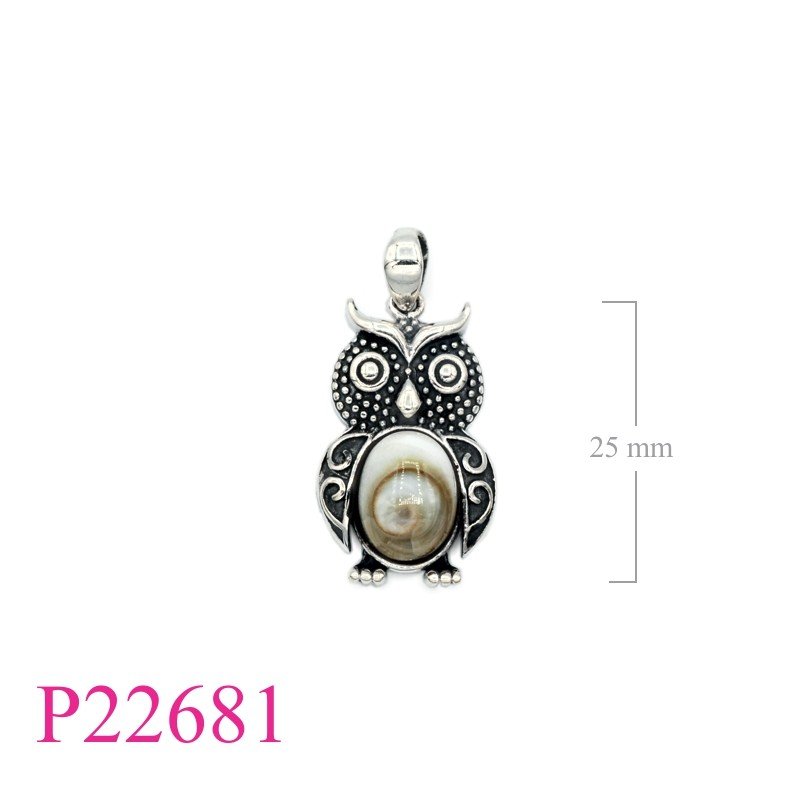 Owl Pendant, Shell Pendant,  with swirl .