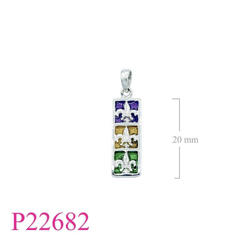 Pendant, 3 Fleur de lis enamel.