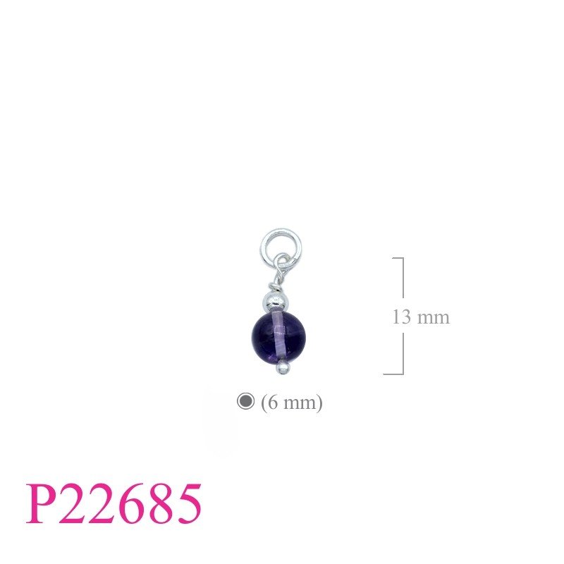 Pendant, 6mm Amethyst bead.