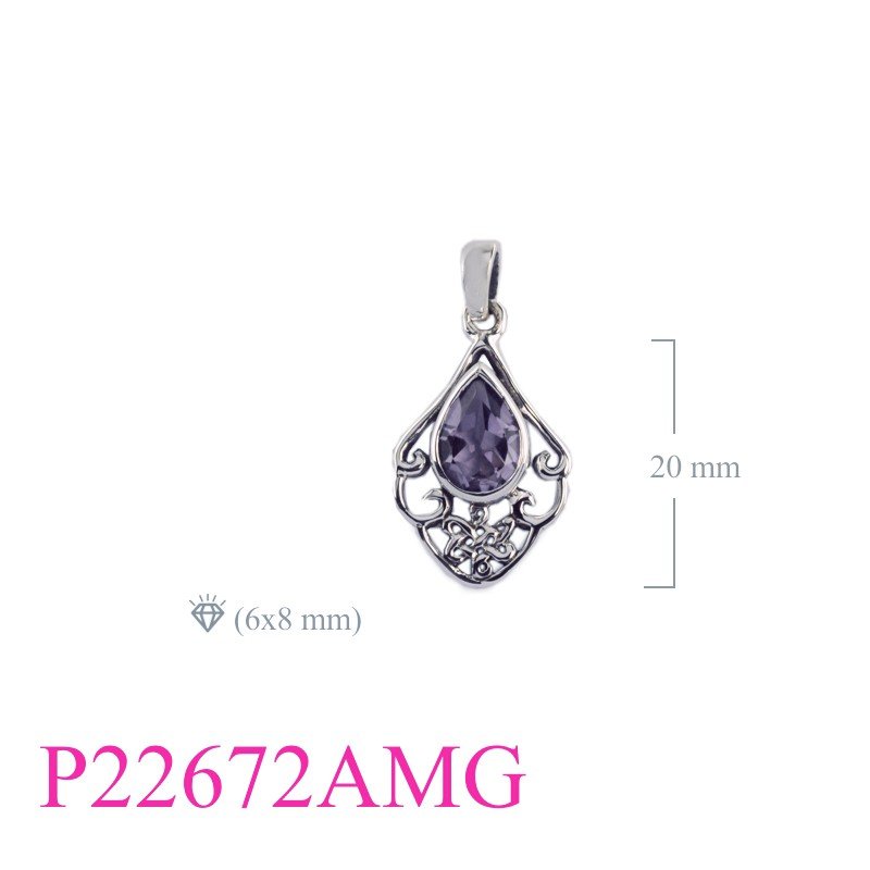 Earrings, classic design with Real Amethyst stone.