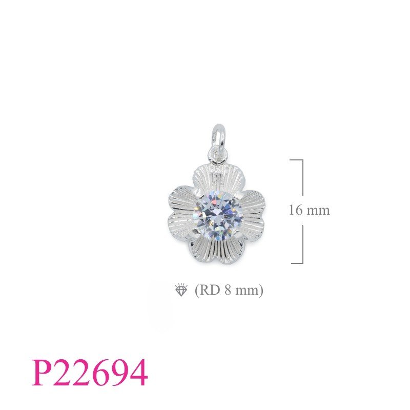 CZ Pendant, Clover Pendant, lucky  with CCZ.