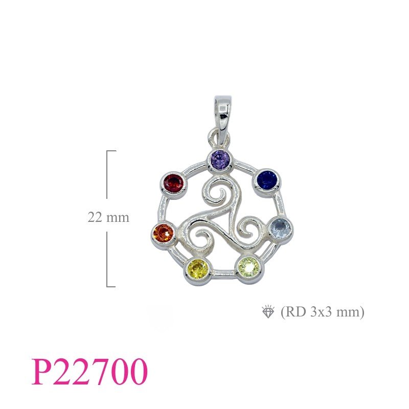 Pendant, Trinity with 7 colours Chakra stones