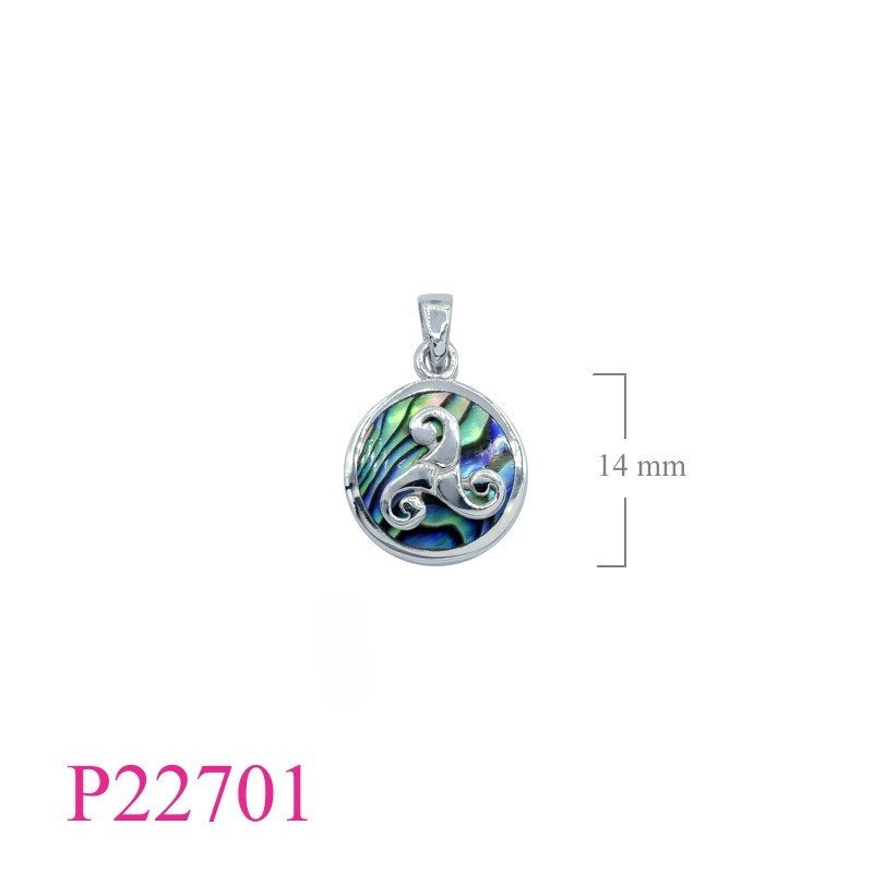 Triskelion Pendant, 14mm round Triskelion on stone.