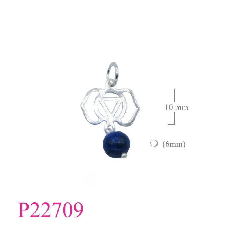 Pendant, flat Chakra Third eye with Lapis bead.