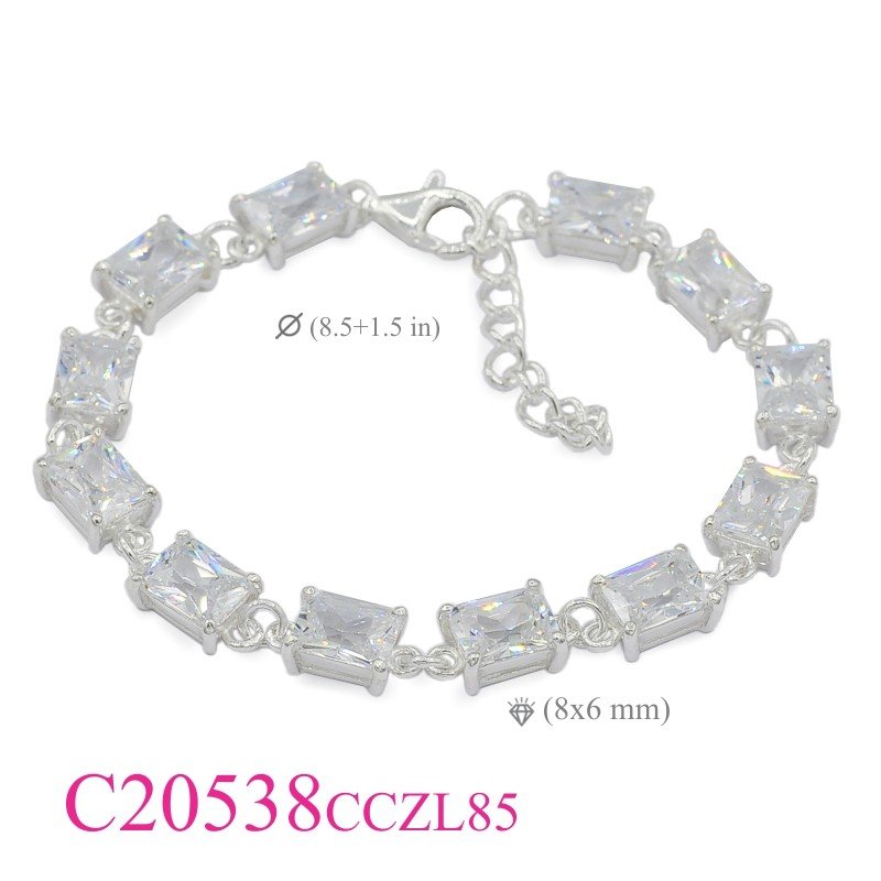 Bracelet, 8.5 inches 12 rectangular CCZs.