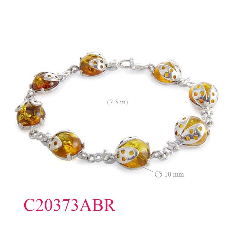 Bracelet, 8 ladybugs and Ambers.