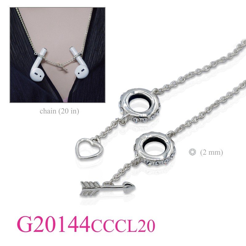 Gift Jewelry, 20 inches chain small Clear crystals rings for Airpod and arrow+ heart lock.