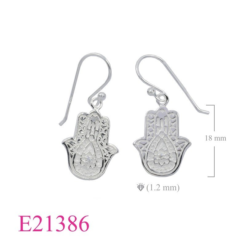 CZ Earrings, Fatima Earrings, Fatima hand with small CCZ.