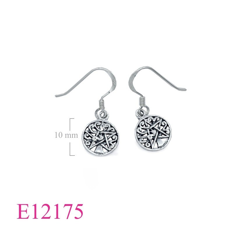 Star Earrings, Tree Of Life Earrings, Travel Jewelry Earrings, 10mm round star Tree of Life.