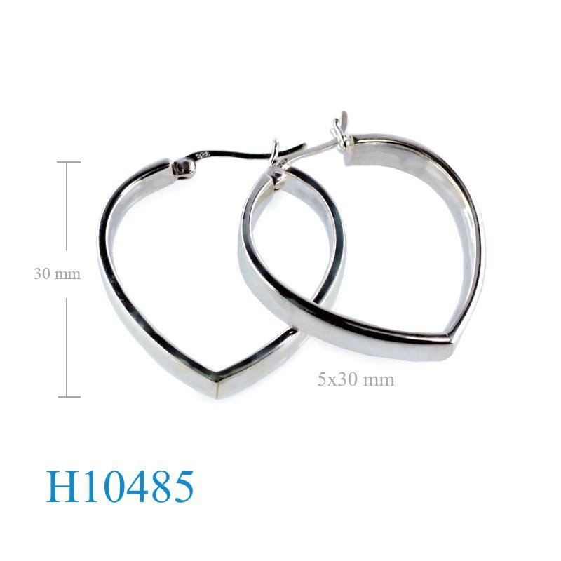 Earrings, 5x30mm heart hoop.