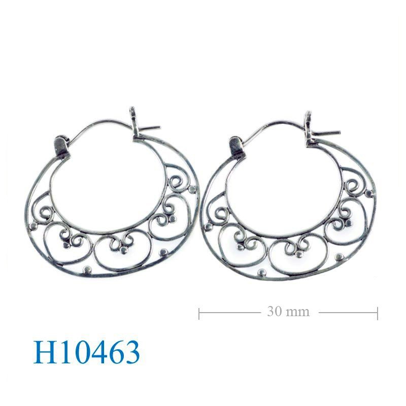 Earrings, cut out design hoop.