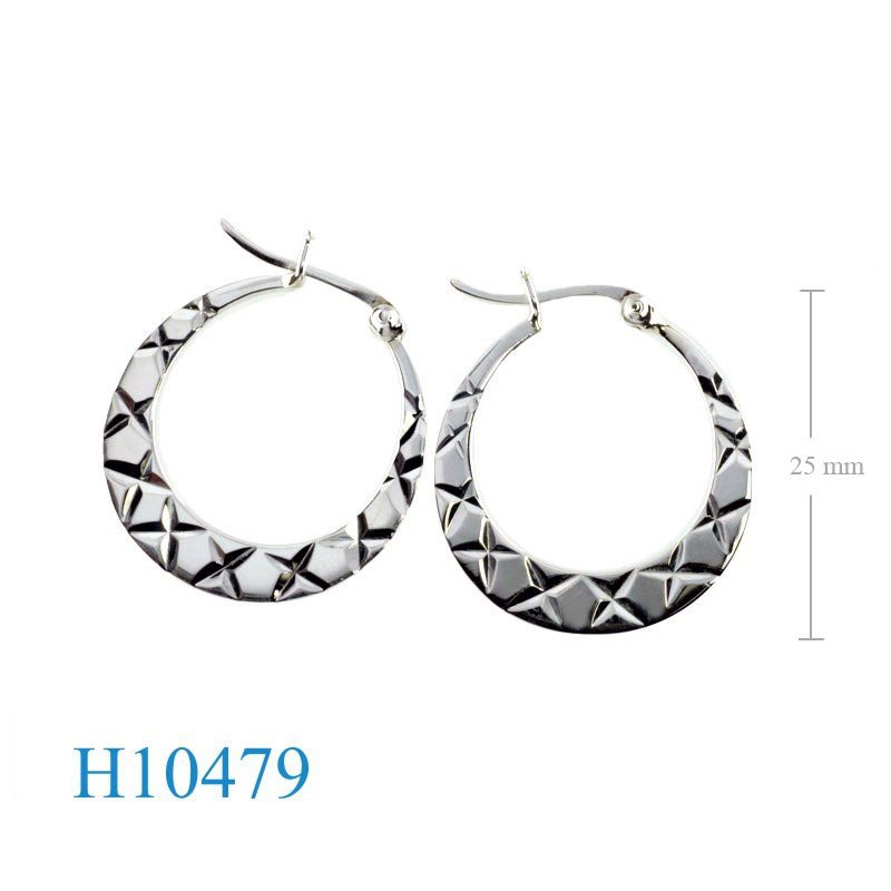 Earrings, diamondd cut hoop.