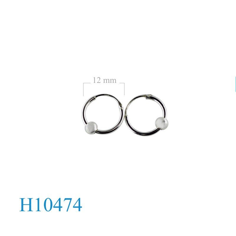 Earrings, hoop, 1.2x12 mm. with 3.5 mm. ball.