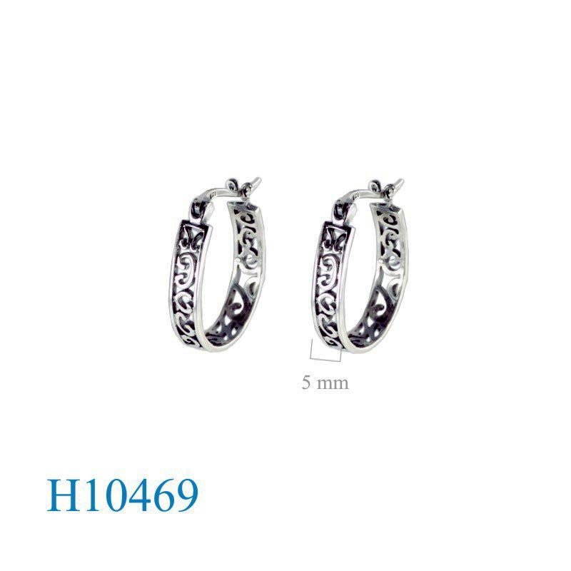 Earrings, cut out oval hoop design.